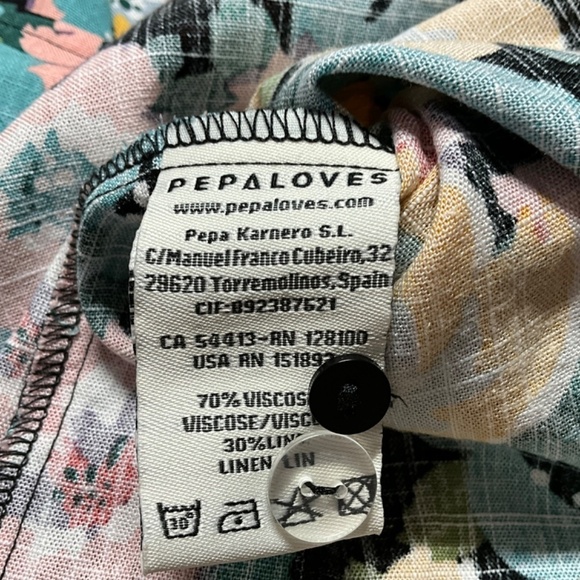 ANTHROPOLOGIE PEPALOVES Floral True Wrap Blouse Viscose / Linen Blend US Sz M - Picture 6 of 8